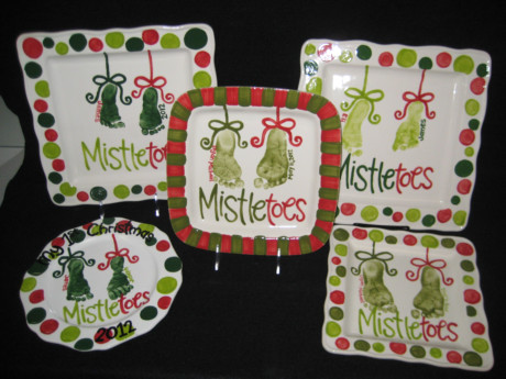 Mistletoes painted by WHIMSY heARTS by kristen. Custom pottery painted just for you!
